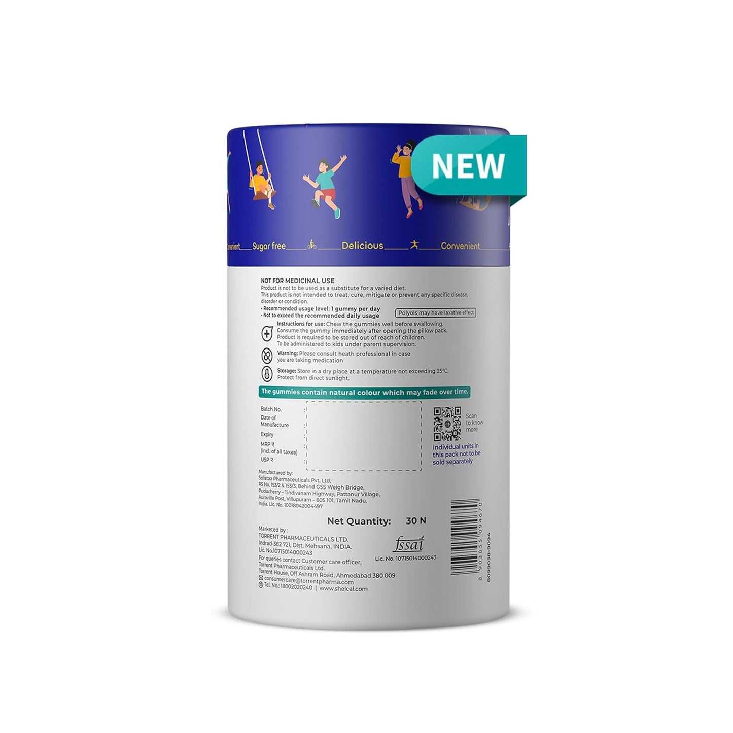 Back view of a supplement container with nutritional information and branding details.