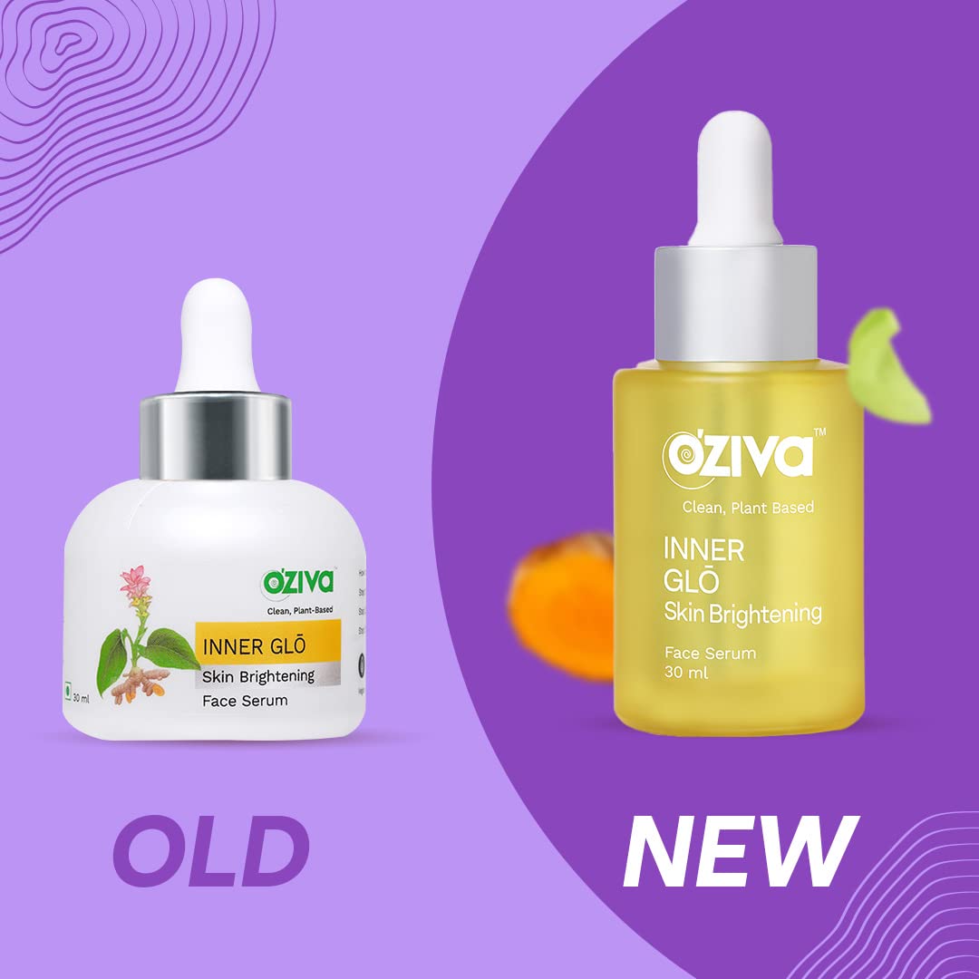 OZiva Inner Glo Skin Brightening Face Serum, Skin Brightening Serum For Even Tone & Increased Radiance With Phyto Vitamin C, Rosehip Oil & Saffron, Face Serum For All Skin Types, 30ml