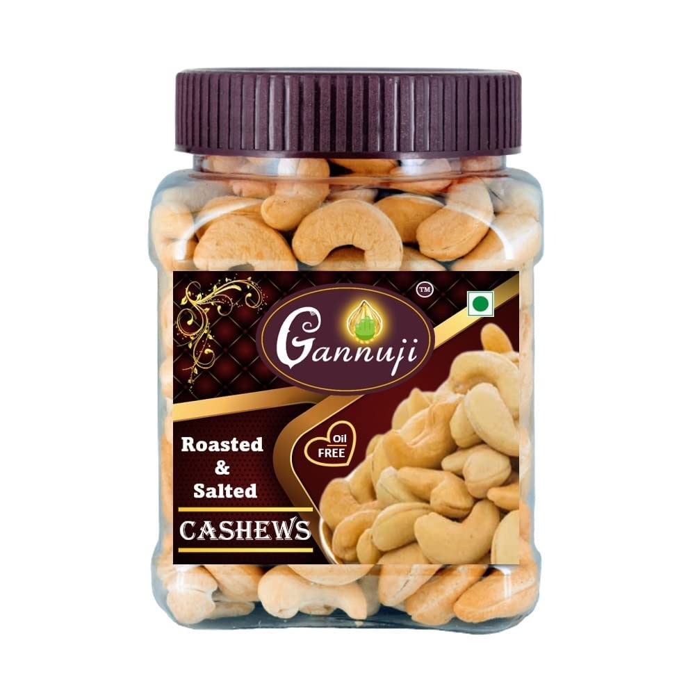 Gannuji 800g Roasted And Salted Premium Cashew Nuts | Crunchy Kaju | Oil Free Roasted Cashew (800g)