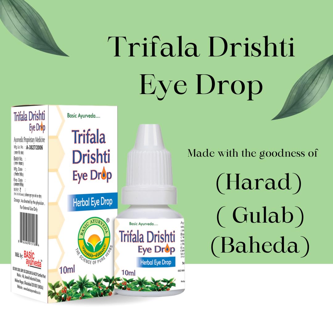 Basic Ayurveda Triphala Drishti Eye Drop – 10ml | Natural Ayurvedic Herbal Eye Care Drops with Triphala & Honey | Cooling, Refreshing & Gentle Support for Healthy Eyes & Daily Eye Wellness