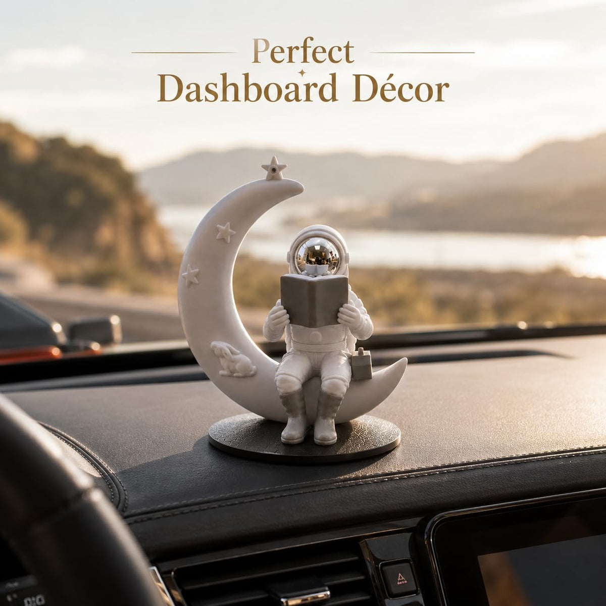 Astronaut Figurine Showpiece for Home Décor, Office Desk, Car Dashboard & Table Decoration | Space Astronaut Statue Collectible Gift for Home, Room & Workspace (Moonstar Silver)
