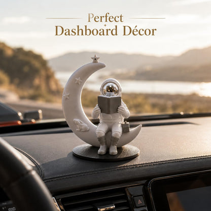 Astronaut Figurine Showpiece for Home Décor, Office Desk, Car Dashboard & Table Decoration | Space Astronaut Statue Collectible Gift for Home, Room & Workspace (Moonstar Silver)