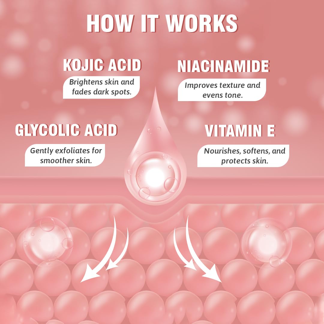 Glamveda Body Lotion with 2% Kojic Acid & Alpha Arbutin 200ml Pack of 1 | 24hr Deep Moisturizer for Dry Skin, Nourishes & Protect Skin | Remove Dark Spots, Pigmentation, Tan Removal | Non Greasy | All Skin Type