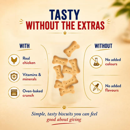 Purepet Dog Treats Biscuits for All Life Stages 800g Pack | Real Chicken Flavour | Active Behaviour | Oral Health |Training and Behaviour