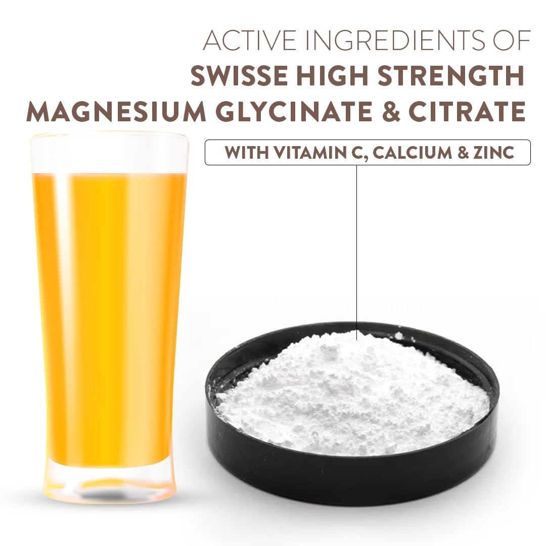 Zephivo Swisse Magnesium Glycinate & Citrate Powder - Maximum Absorption (Australia's No.1 Magnesium Supplement, Manufactured In Australia) Supports Muscle Health, Post Workout Muscle Recovery & Restful Sleep - 90Gm