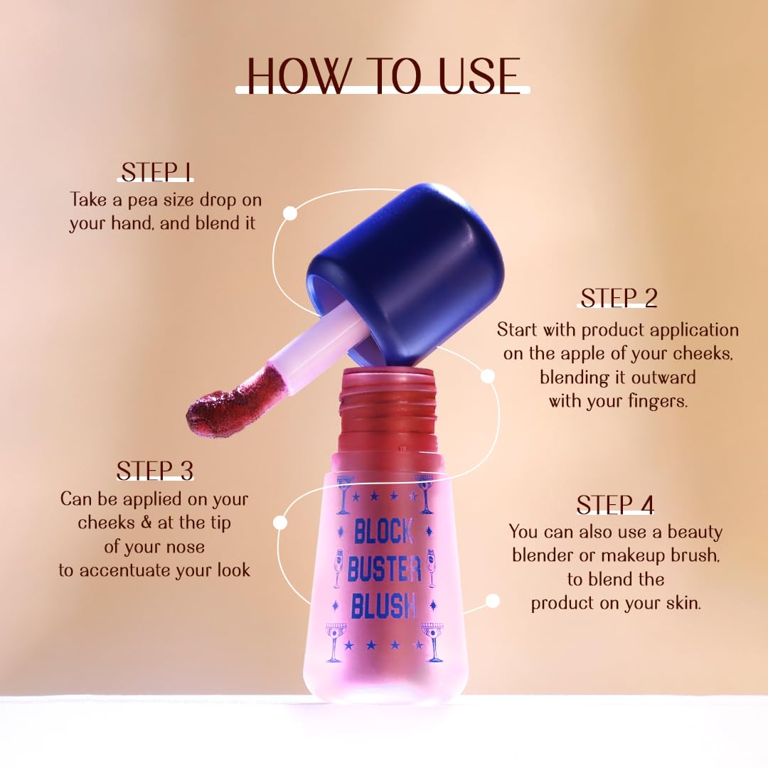 LoveChild Masaba Block Buster Blush Creme - Natural Dewy Matte Finish, Buildable & Long-Lasting Formula, Blendable, Shocking Sharbat (Deep Pink) 5.5ml
