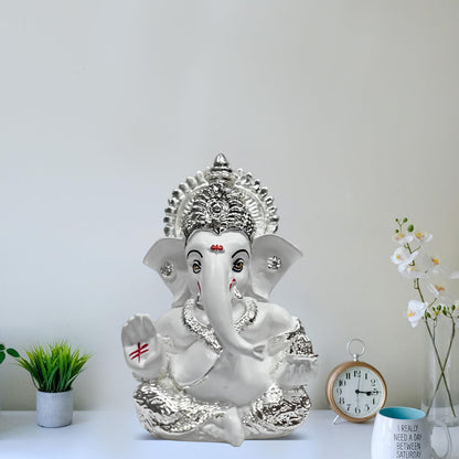 999 Silver Plated Lord Ganesha Idol for Temple, Puja Room, Home Decor, Gifting| Murti Ganpati Idol for Peace, Prosperity, Positive Energy, Good Luck, Success (8.89 x 5.08 cm)