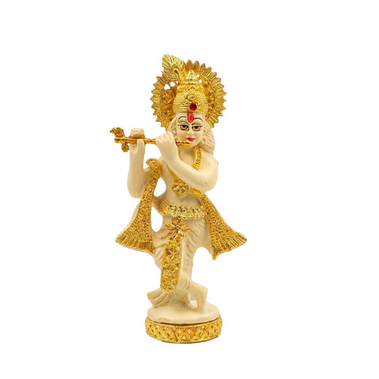 Premium Lord Krishna Idol for Car Dashboard & Home Décor Cream Color SIA490