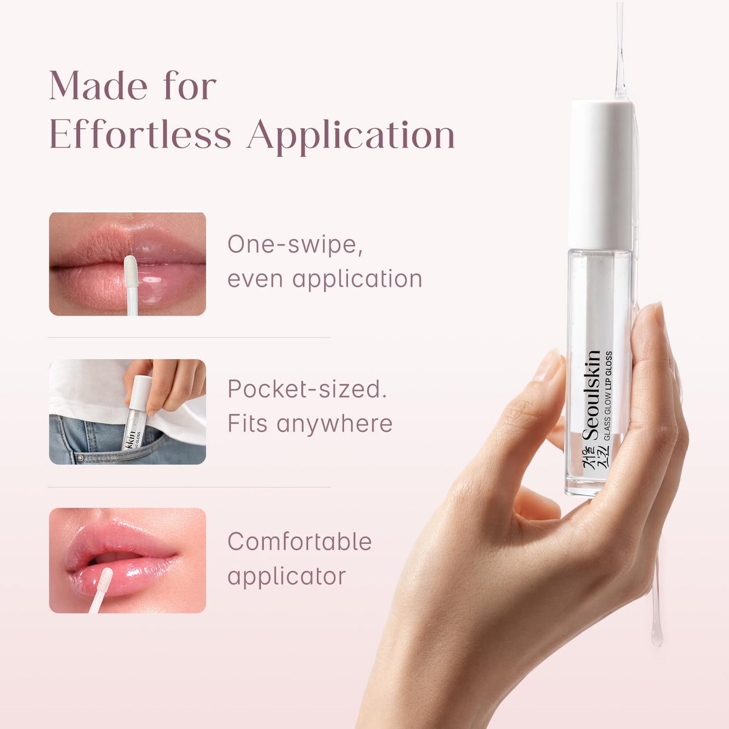 Seoulskin Glass Glow Lip Gloss for Women | Hydrating & High Shine | Glossy Finish | Glass Shine | Lightweight & Non-Sticky Formula | Transparent | with Vitamin E & Shea Butter | Clear Lip Gloss | 4.2 ml