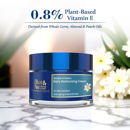 Blue Nectar Anti Aging Cream for Women for Wrinkles Fine Lines with Plant Based Vitamin C Vitamin E (14 Herbs, 50g)