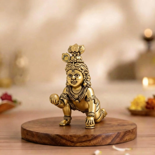 Aksharveda Brass Ladoo Gopal Idol – Size 1