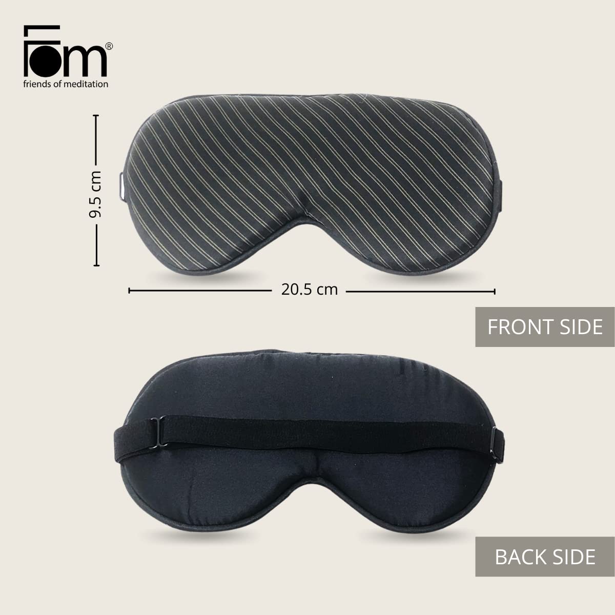 Friends of Meditation 100% Mulberry Silk Eye Mask, Super Smooth Sleep Mask and Blind Fold (Black Lines)
