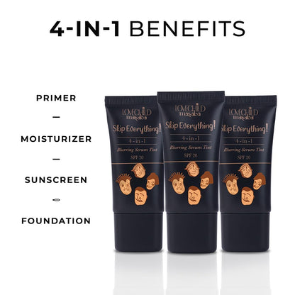 Lovechild Masaba Skip Everything Serum Skin Tint SPF 20, Liquid Foundation for all Skin type, Primer, Moisturizer, Sunscreen & Foundation In One, Enriched with Vitamin E, Lonely Lioness 30 ml