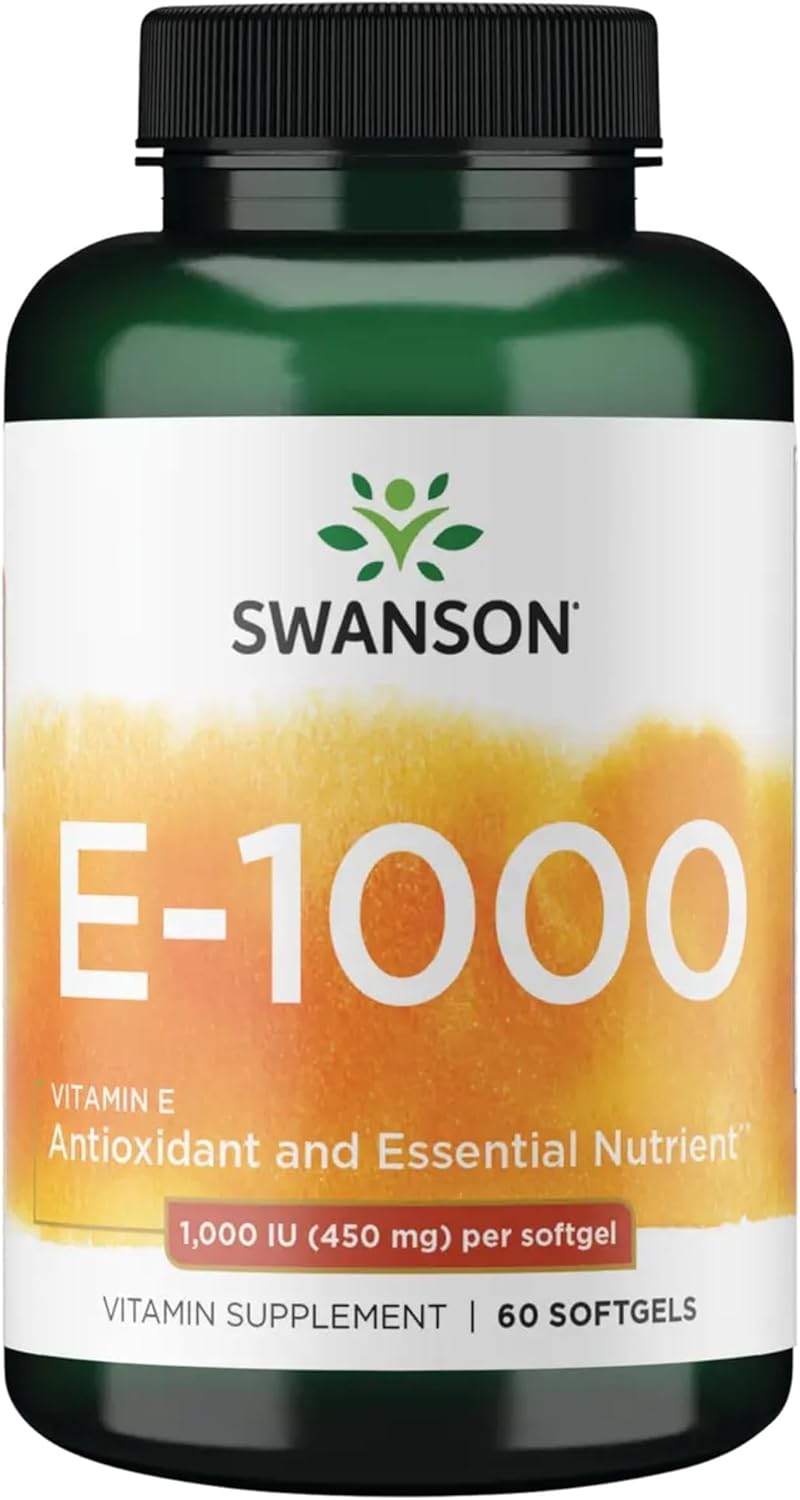 Swanson Vitamin E-1000 supplement bottle on a white background
