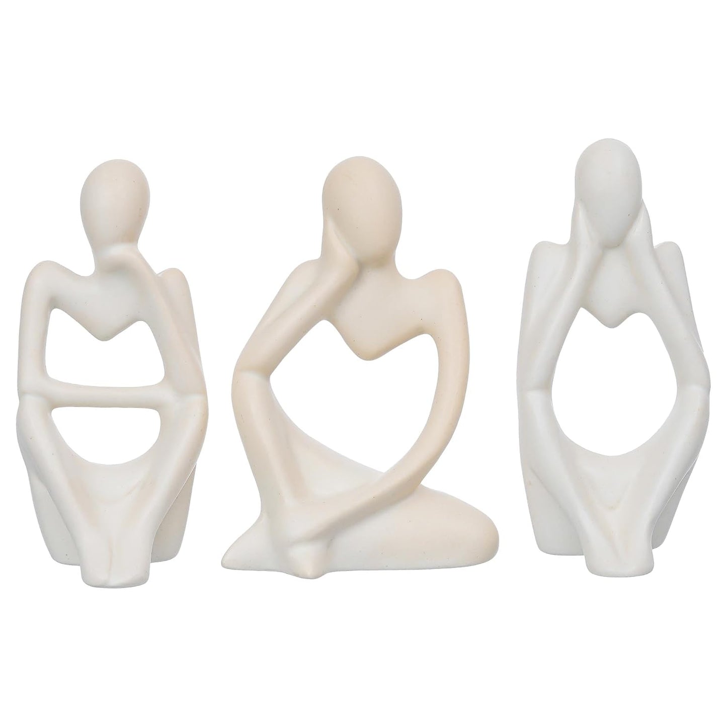 eCraftIndia Resin Decorative Thinking Human Figurines Statues Showpieces (Set of 3, White)| Home Decor Items for Living Room Bedroom Hall Office Desk Bookshelf Table| Home Decor Gifts for Birthday