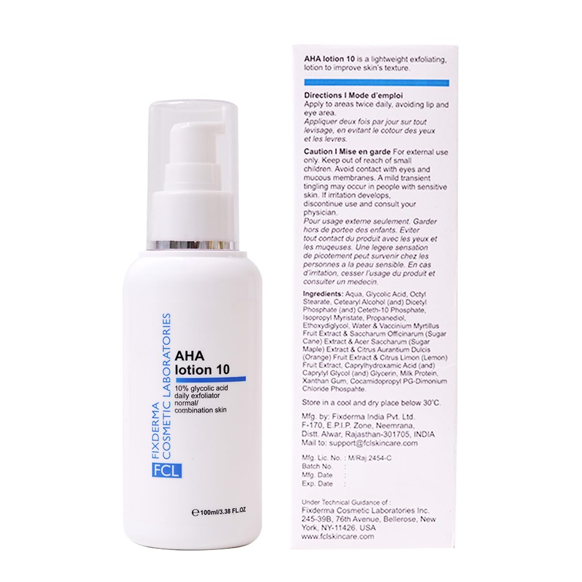 FCL Aha Lotion 10 Hydrates Skin And Softens Dryness for Brightening and lightning Skin 100ml
