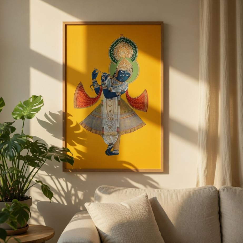 Lord Shree Nath ji Wall Painting with Wooden Frame | Traditional Shree Nath ji Artwork HD UV Laminated MDF Wall Decor | Spiritual Hindu God Wall Art for Living Room Bedroom Temple Decor