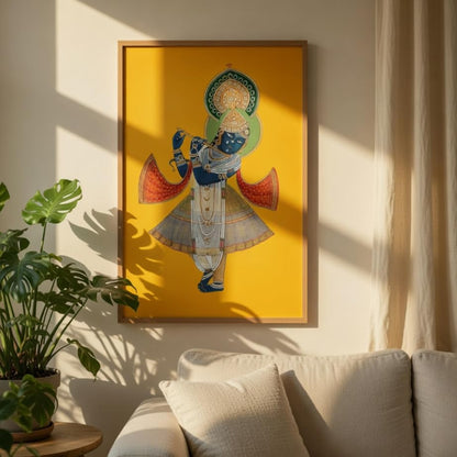 Lord Shree Nath ji Wall Painting with Wooden Frame | Traditional Shree Nath ji Artwork HD UV Laminated MDF Wall Decor | Spiritual Hindu God Wall Art for Living Room Bedroom Temple Decor