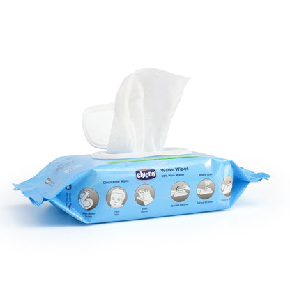 Chicco Water Wipes - 99% Pure Water Wipes 72 Pcs | 100% Plant Based | Free From Phenoxyethanol, Parabens & Alcohol