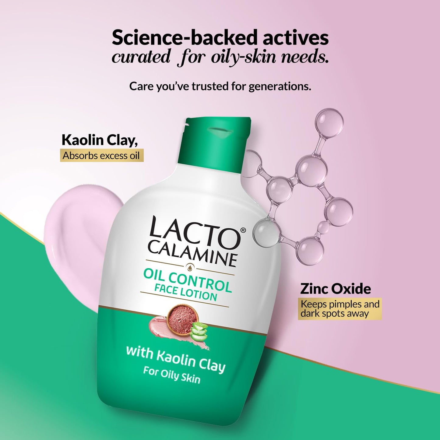 Lacto Calamine Face Lotion | 120ml | Daily Moisturizer For Face - Combination To Normal Skin | Kaolin Clay & Aloe Vera | Abosrbs Excess Oil | Fights Pimples, Darkspots & Blackheads | Body Lotion