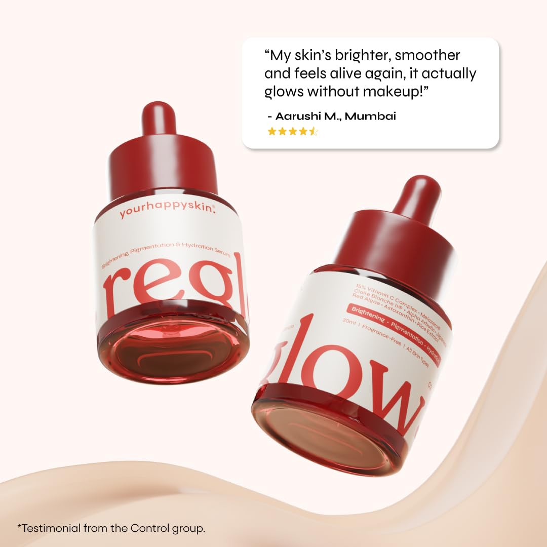 Reglow Face Serum | 15% Vitamin C Complex, Claire Blanche II, Melazero & Hyaluronic Acid |Advanced Pigmentation Control, Dark Spots, Protects Against Pollution and UV | 30 ML