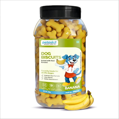 Petoska Dog Biscuits – Chicken Flavor | 500g Jar | Real Chicken Goodness | Crunchy, Nutritious Treats for All Breeds | 300 kcal/100g | Healthy Dog Snack