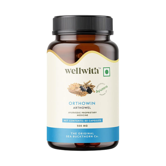 Wellwith by Ayuzera Orthowin Capsule Pack of 1- Pain Relief, Bone Strength, Strong Teeth, Bone Density- 60Capsule | Dietary Supplements