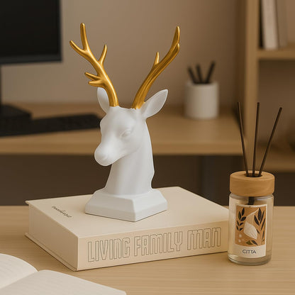 Ceramic White Deer Statue for Home Decor - Aesthetic Showpiece - Decorative Sculpture for Home Decor & Office Decor - 16x8x8 CM
