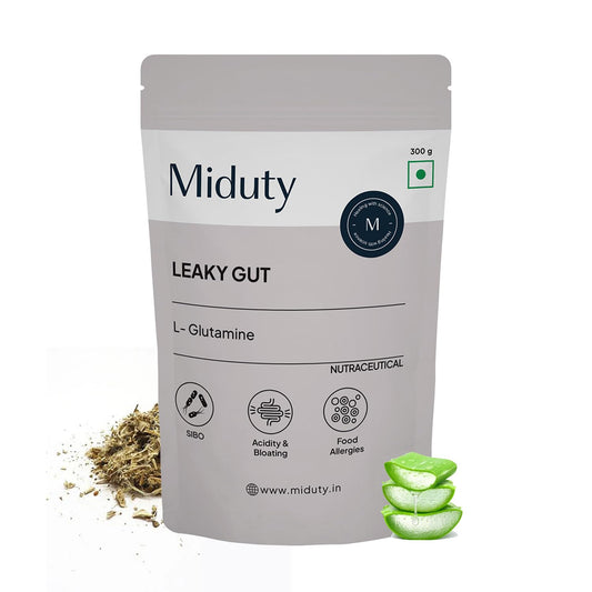 Zephivo Miduty by Palak Notes Leaky Gut Powder - Supports Gastrointestinal lining, Leaky Gut - Helps In Constipation And Heartburn - Advanced Formula with L Glutamine and Aloe Vera Extract - 300 Grams