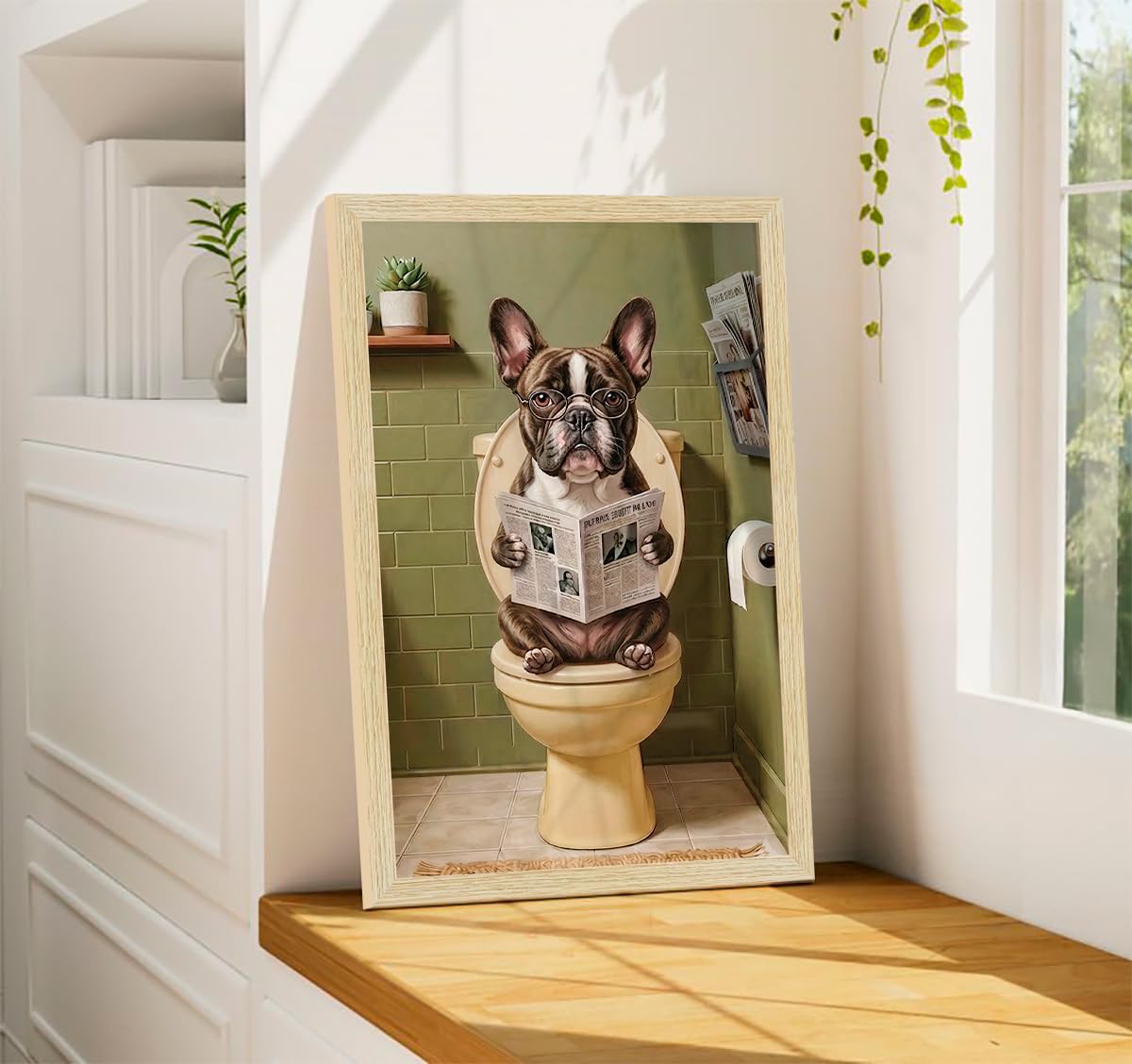 Dog Wall Art for Washroom & Bathroom Paintings | Washroom Photos Frame