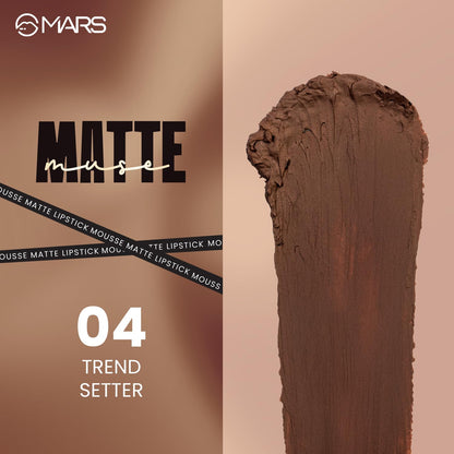 MARS Matte Muse Mousse Lipstick (3ml) (04-TREND SETTER) with Doe-Foot Applicator | Highly Pigmented | Smooth Texture | Hydrating Formula | Blurry Lips Effect