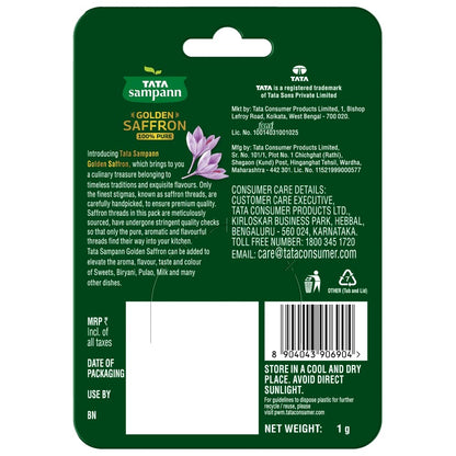Tata Sampann Golden Saffron, 1g, Natural Aroma & Colour, Pure & Natural Kesar, ISO 3632 Tested