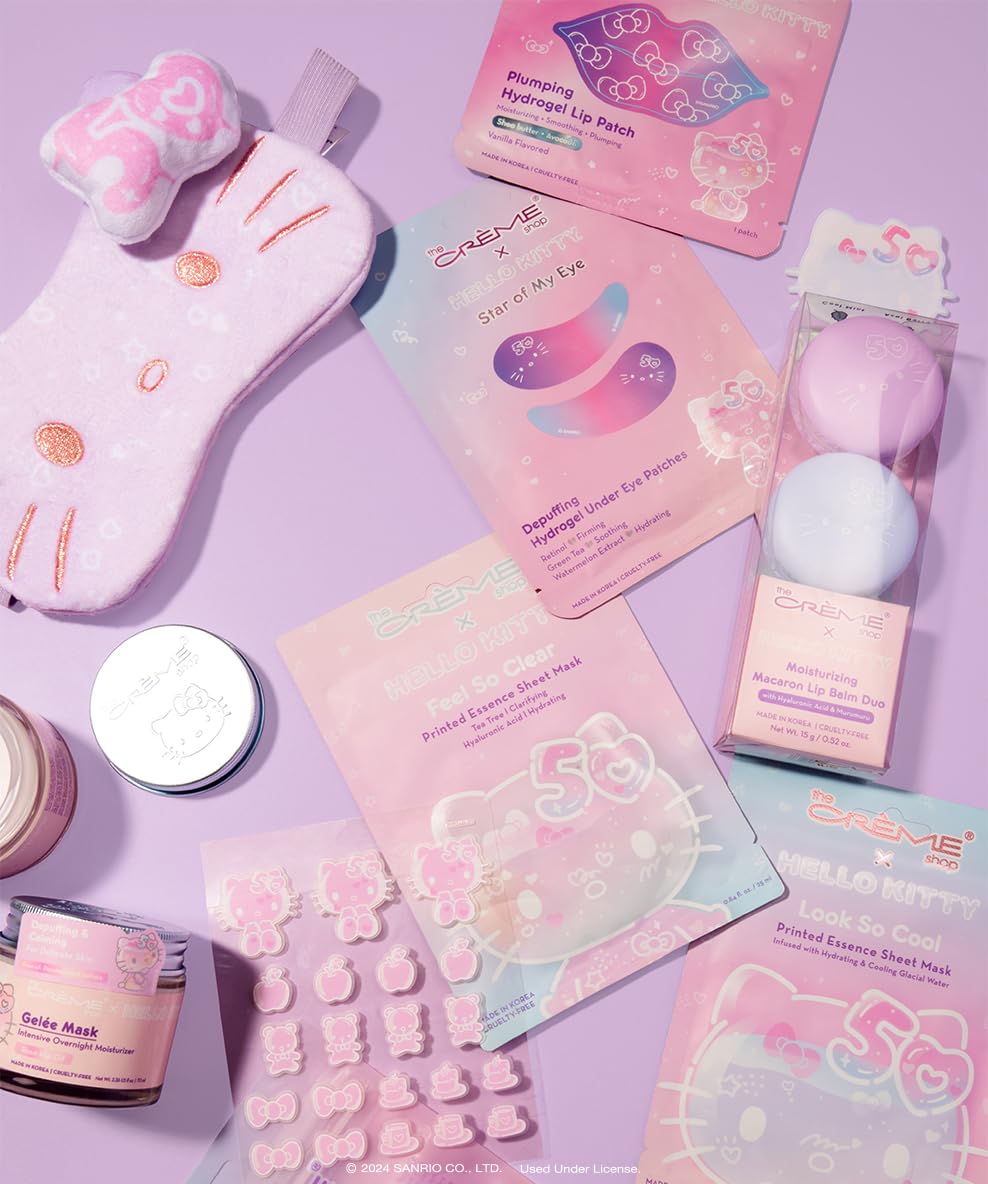The Crème Shop x Hello Kitty Feel So Clear Printed Essence Sheet Mask, Clarifying and Hydrating Face Mask with Tea Tree and Hyaluronic Acid - 50th Year Anniversary Limited Edition (Pack of 1)