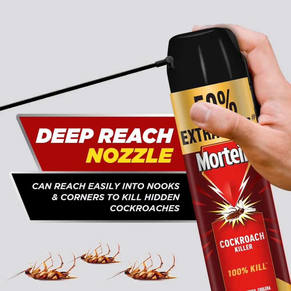 Mortein 625 ml - Fresh Fragrance, Cockroach Killer Spray, Crawling Insect Killer with Deep-Reach Nozzle | 100% Kill Guarantee