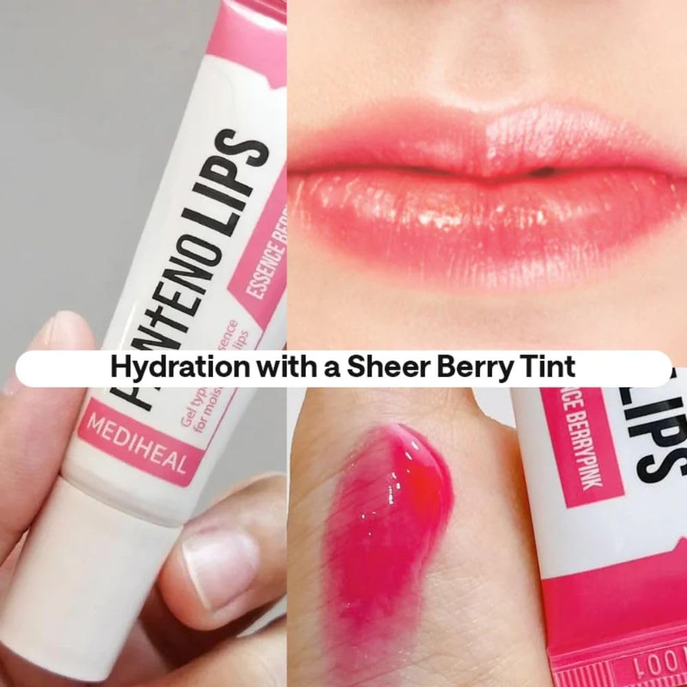 MEDIHEAL Pantenolips Healssence Berry Pink LipEssence (10 ml) Hydrating Korean Treatment with Panthenol, Berry Extracts & Vitamin E for Dry Chapped Lips with Natural Pink Tint, Intensive Lip Care