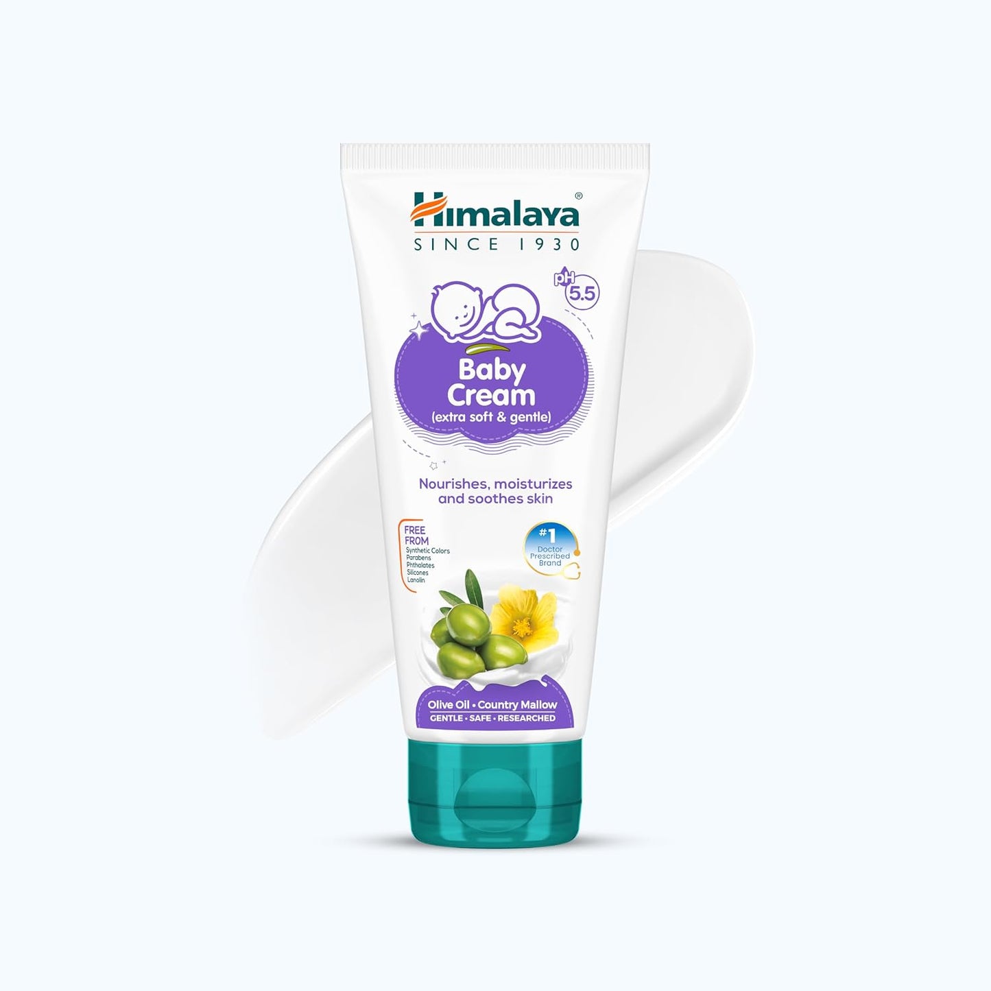 Himalaya Gentle Baby Cream 50ml | No.1 Doctor-Prescribed Brand | Nourishes & Extra Soft Skin | pH 5.5 Formulation | Safe for Newborns