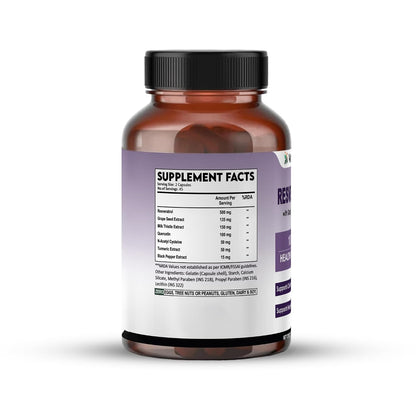 Resveratrol 1000mg with Grape Seed, Milk Thistle, Quercetin, NAC, Turmeric & Black Pepper – 90 Veg Capsules | Antioxidant & Heart Health Support | Health Supplement