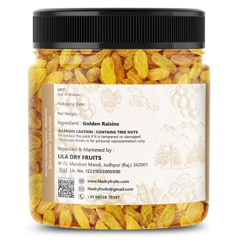 LILA DRY FRUITS Golden Raisins Kishmish 100g Delicious Healthy Snacks | Naturally Sweet Golden Kismis for Daily Use Dry Fruits for Snacking, Cooking, Baking & Desserts Perfect for Giftings