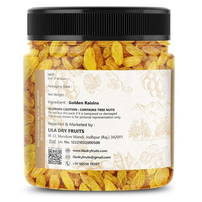 LILA DRY FRUITS Golden Raisins Kishmish 100g Delicious Healthy Snacks | Naturally Sweet Golden Kismis for Daily Use Dry Fruits for Snacking, Cooking, Baking & Desserts Perfect for Giftings
