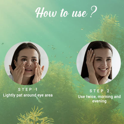 Instructions on how to use a product with two steps shown against a green background.