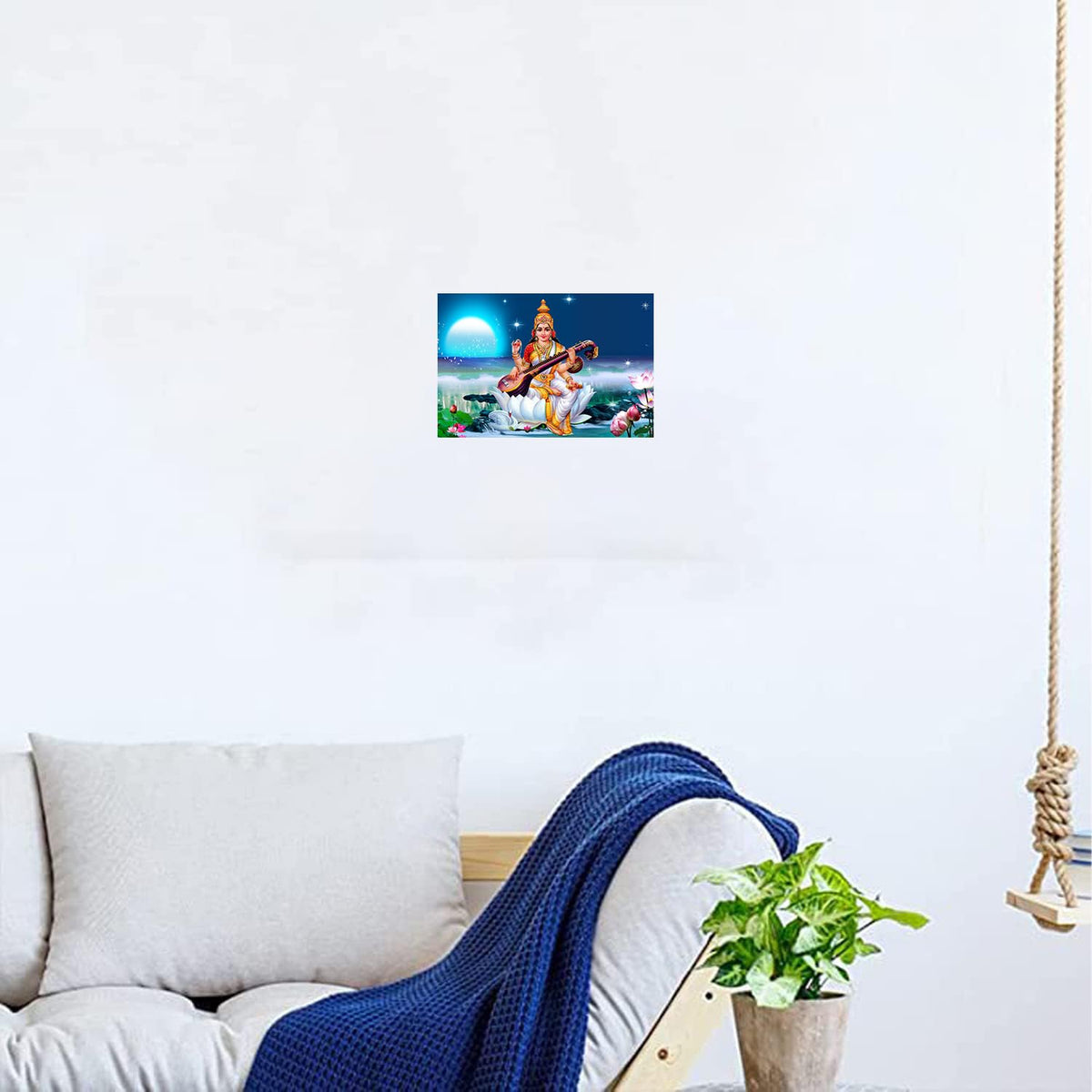 Krishna Arjun Rathe Vinyl Wall Poster | Shri Krishna and Arjun on Rath Poster Sparkle Coated Self Adhesive (Without Frame) (18 x 24 inch)