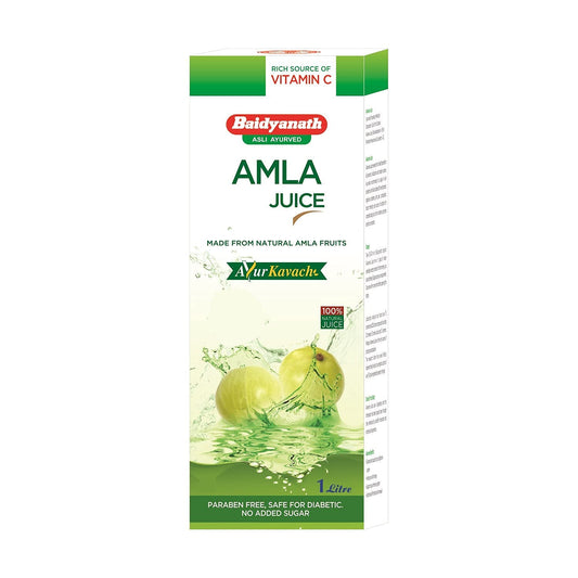 Baidyanath Jhansi Asli Ayurved Amla juice 1L Rich In Vitamin C | Immunity Booster | Safe for Diabetic No Added sugar | Paraben free | Cold-Pressed, Pure & Natural