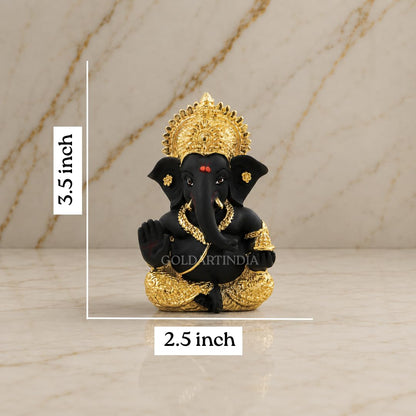 Gold Art India Gold And Kaai Green Ganesh Idol For Car Dashboard Small Ganesha Murti Ganpati Idol For Home Decor Puja Lord Ganesh Statue Gift For Office Desk Puja Room Figurine