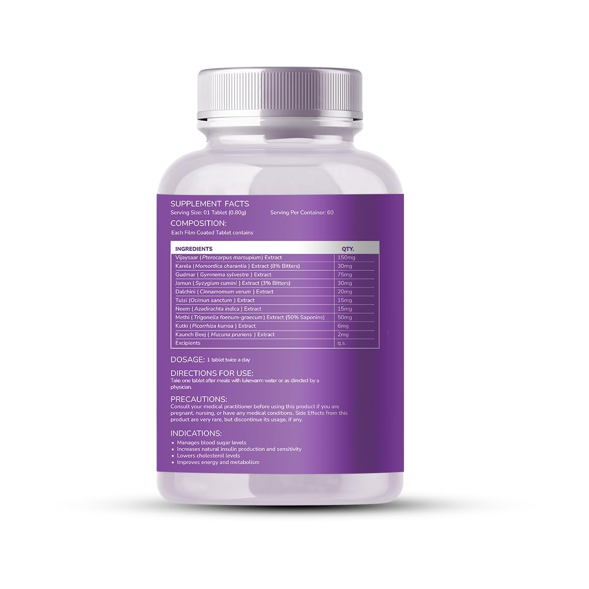 Nirvasa Diabetic Care Tablet, 100% Ayurvedic, Enriched with 10 Herbal Ingredients, Manages Blood Sugar Levels, Vegeterian 60 Tablet