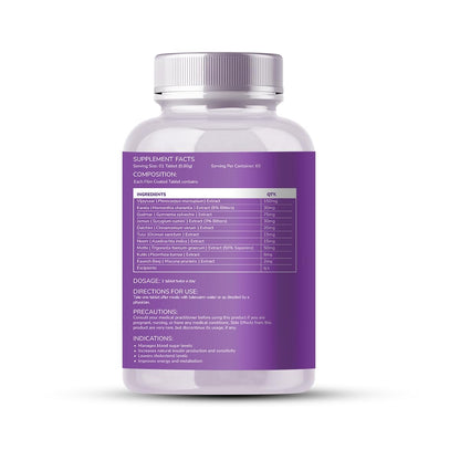 Nirvasa Diabetic Care Tablet, 100% Ayurvedic, Enriched with 10 Herbal Ingredients, Manages Blood Sugar Levels, Vegeterian 60 Tablet