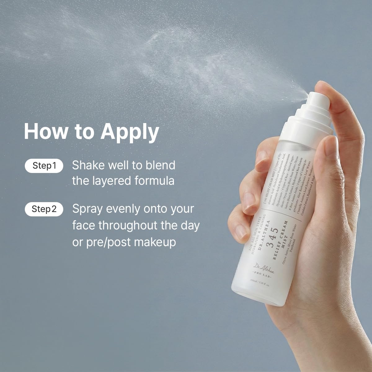 Dr.Althea 345 Relief Cream Mist | Hydrating Facial Mist with Rice Extract | Soothing Care for Sensitive Skin | Vegan Korean Skincare, 100ml