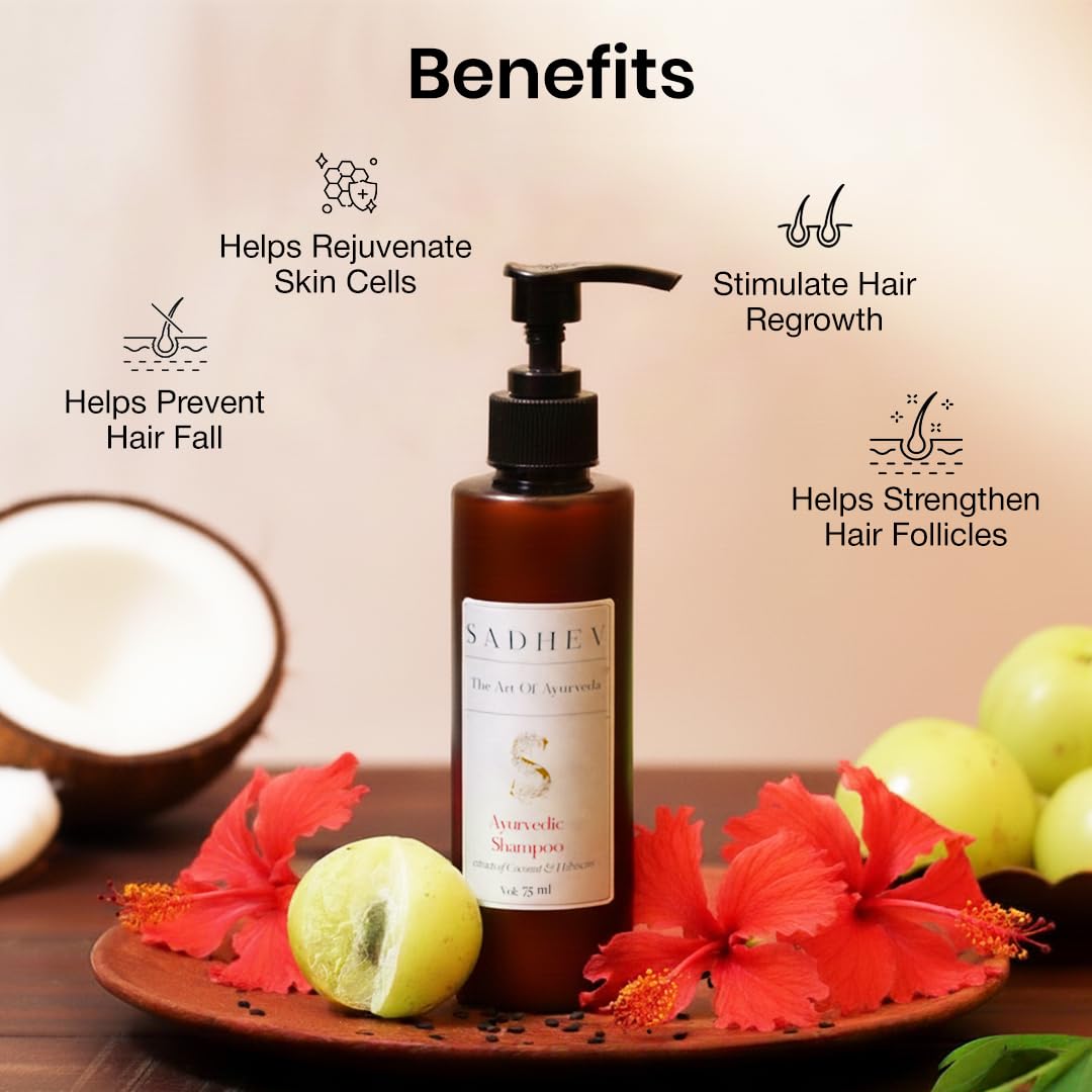 Sadhev Hibiscus Organic Natural Hair Shampoo With Goodness Of Coconut And Hibiscus, For Hairfall Control