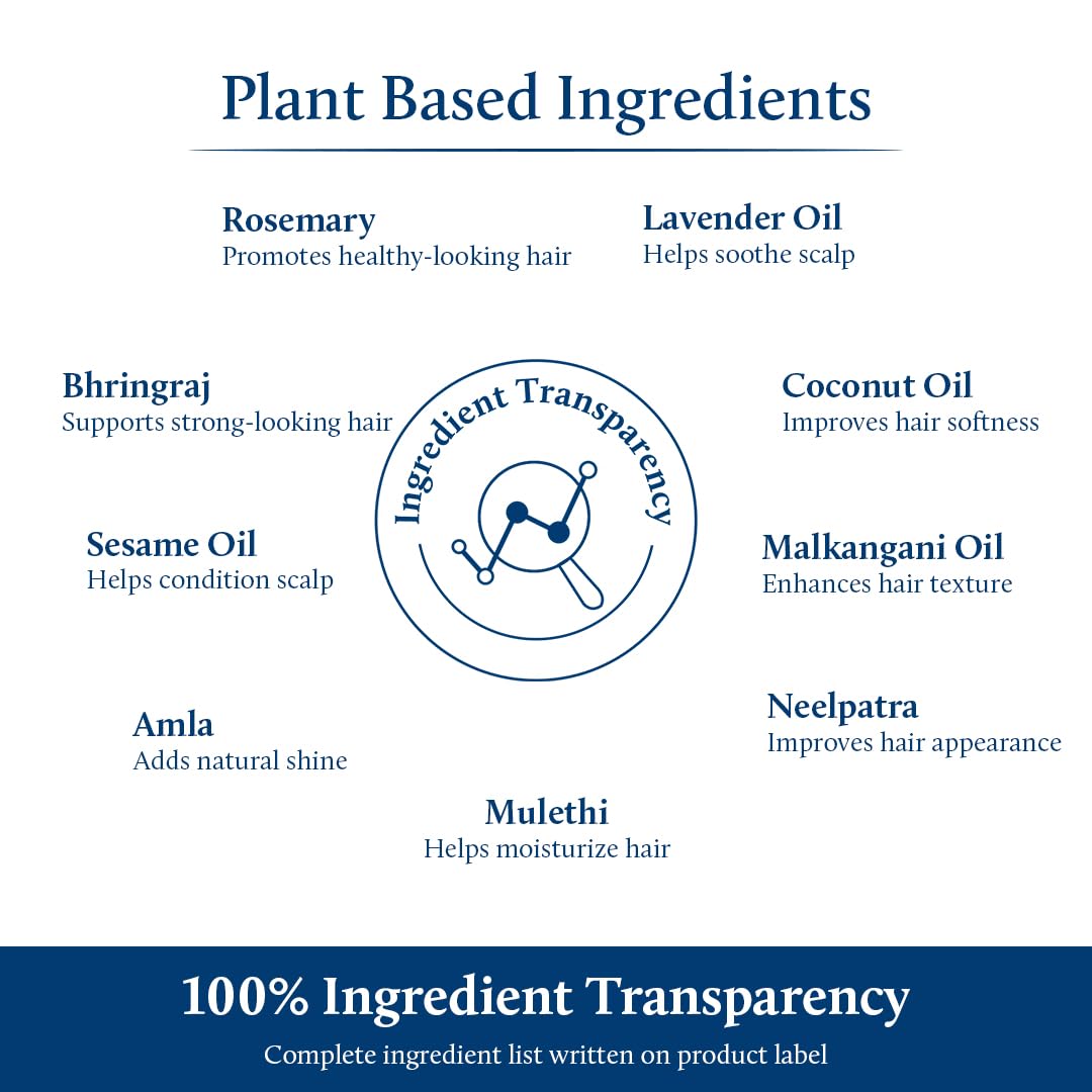 Blue Nectar 10% Rosemary Oil for Hair Growth & Hairfall Control | Deep Repair & Nourishment with Bhringraj & Amla Oil | Ayurvedic Oil for Dry, Frizzy & Damaged Hair (9 Herbs, 100 ml)