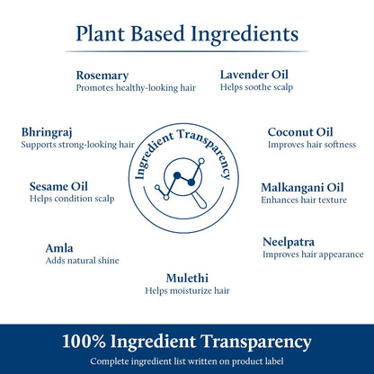 Blue Nectar 10% Rosemary Oil for Hair Growth & Hairfall Control | Deep Repair & Nourishment with Bhringraj & Amla Oil | Ayurvedic Oil for Dry, Frizzy & Damaged Hair (9 Herbs, 100 ml)