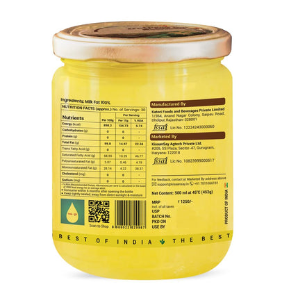 Kisaansay Chambal Desi Cow Ghee | 100% Pure Desi Cow Ghee | Traditionally Bilona Churned | Promotes Gut & Heart Health | Immunity Booster | Rich in Nutrients | Vedic Method | Authentic Ghee